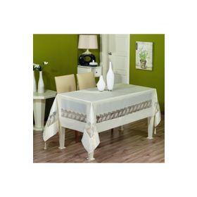 Finezza 170x330 cm Gelin Lüx Dantelli Monoray Kumaş Krem Masa Örtüsü