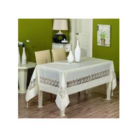 Finezza 170x330 cm Gelin Lüx Dantelli Monoray Kumaş Krem Masa Örtüsü