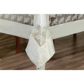 Finezza 170x330 cm Gelin Lüx Dantelli Monoray Kumaş Krem Masa Örtüsü