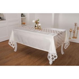 Finezza 170x330 cm Miranda Lüx Dantelli Monoray Kumaş Krem Masa Örtüsü
