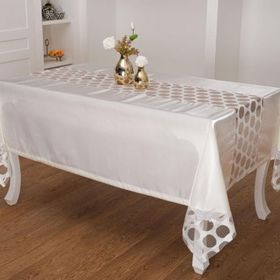Finezza 170x330 cm Miranda Lüx Dantelli Monoray Kumaş Krem Masa Örtüsü
