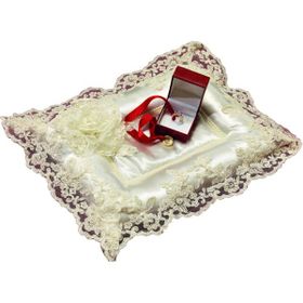Finezza 26x36 cm Rüya Dekoratif Fransız Dantelli İncili Krem Nişan Tepsisi