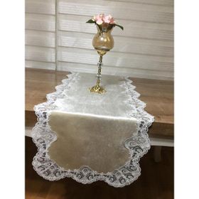 Finezza 40x110 cm Akasya Kadife Güpürlü Krem Runner