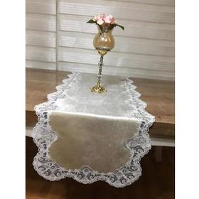 Finezza 40x110 cm Akasya Kadife Güpürlü Krem Runner