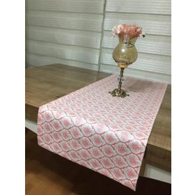 Finezza 40x140 cm Melisa Damask Baskılı Duck Kumaş Krem Kırmızı Runner