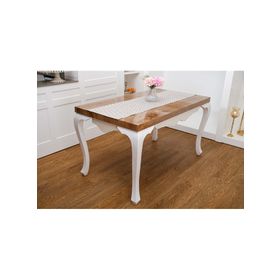 Finezza 40x140 cm Melisa Damask Baskılı Duck Kumaş Kreme Kahve Runner