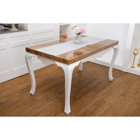 Finezza 40x140 cm Melisa Damask Baskılı Duck Kumaş Krem/Gri Runner