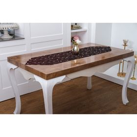 Finezza 40x140 cm Menekşe Çiçek Baskılı Duck Kumaş Runner