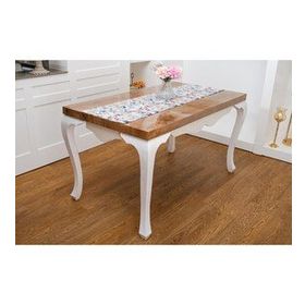 Finezza 40x140 cm Menekşe Çiçek Baskılı Duck Kumaş Runner