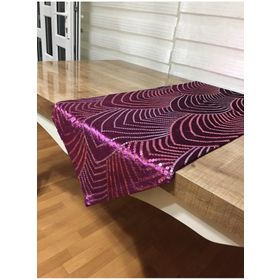 Finezza 40x140 cm Sahra Kadife Pul İşlemeli Mor Runner