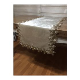 Finezza 40x180 cm Helen Kadife Güpürlü Krem Runner