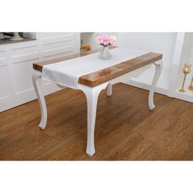 Finezza 45x150 cm Ayda Jakar Polyester Kumaş Krem Runner