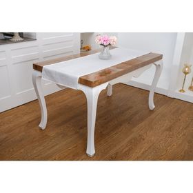 Finezza 45x150 cm Ayda Jakar Polyester Kumaş Krem Runner