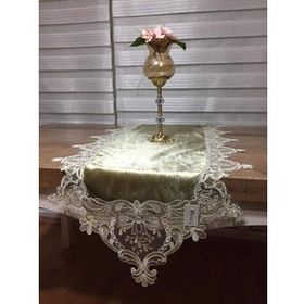 Finezza 45x150 cm Bloom Kadife Kumaş Güpürlü Haki Runner