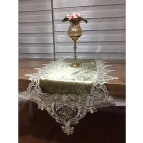 Finezza 45x150 cm Bloom Kadife Kumaş Güpürlü Haki Runner