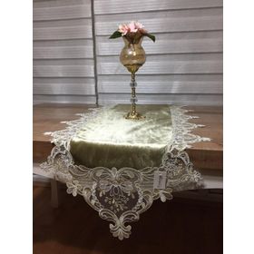 Finezza 45x150 cm Bloom Kadife Kumaş Güpürlü Haki Runner