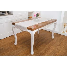 Finezza 45x150 cm Iris Jakar Polyester Kumaş Bej Runner