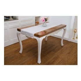Finezza 45x150 cm Roma Jakar Polyester Kumaş Krem Runner