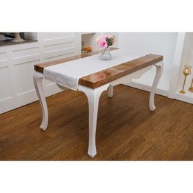 Finezza 45x150 cm Roma Jakar Polyester Kumaş Krem Runner