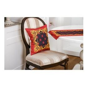 Finezza 45x45 cm 2'li Belize Baskılı Kumaş Kırmızıya Siyah Kırlent Kılıfı