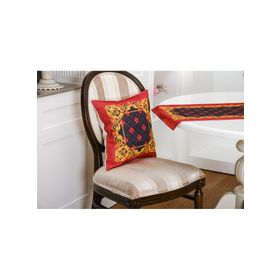 Finezza 45x45 cm 2'li Belize Baskılı Kumaş Kırmızıya Siyah Kırlent Kılıfı