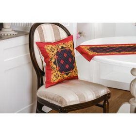 Finezza 45x45 cm 2'li Belize Baskılı Kumaş Kırmızıya Siyah Kırlent Kılıfı
