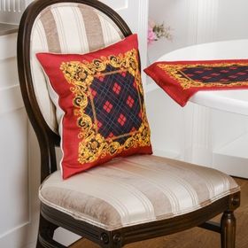 Finezza 45x45 cm 2'li Belize Baskılı Kumaş Kırmızıya Siyah Kırlent Kılıfı