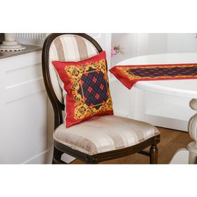Finezza 45x45 cm 2'li Belize Baskılı Kumaş Kırmızıya Siyah Kırlent Kılıfı