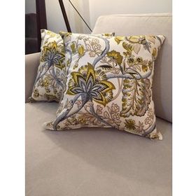 Finezza 45x45 cm 2'li Gardens Çiçek Baskılı Pamuklu Kumaş Krem Yeşil Kırlent