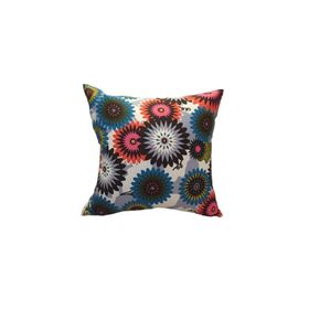 Finezza 45x45 cm Geometrik Çiçek Baskılı Duck Pamuk Kumaş Krem Kırlent