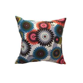 Finezza 45x45 cm Geometrik Çiçek Baskılı Duck Pamuk Kumaş Krem Kırlent