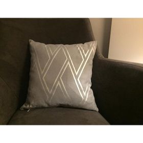 Finezza 45x45 cm Geometrik yaldız Baskılı Duck Kumaş Gri Gümüş Kırlent