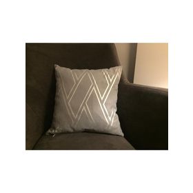 Finezza 45x45 cm Geometrik yaldız Baskılı Duck Kumaş Gri Gümüş Kırlent