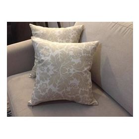 Finezza 45x45 cm Keten Yaprak Baskılı Pamuklu Kumaş Krem Bej 2'li Kırlent