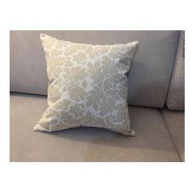 Finezza 45x45 cm Keten Yaprak Baskılı Pamuklu Kumaş Krem Bej 2'li Kırlent