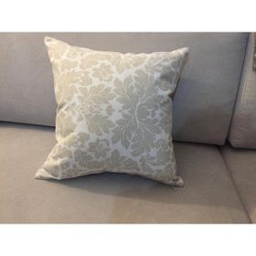 Finezza 45x45 cm Keten Yaprak Baskılı Pamuklu Kumaş Krem Bej 2'li Kırlent