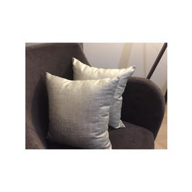 Finezza 45x45 cm Linen Pamuk Keten Baskılı Krem Gümüş 2'li Kırlent