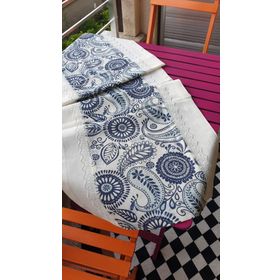Finezza 50x150 cm Ela Etnik Baskılı Duck Kumaş Krem/Renkli Runner