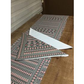 Finezza 56 3 Parça Pamuklu İnca Duck Kumaş Baskılı Desenli Runner ve Kırlent Seti