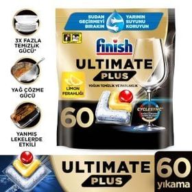 Finish Ultimate Plus Hepsi Bir Arada 60 Kapsül Limon Bulaşık Makinesi Deterjanı Tableti