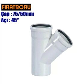 Fırat 75x50 mm 45 Derece Pvc Tek Çatal Boru