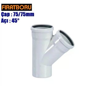 Fırat 75x75 mm 45 Derece Pvc Tek Çatal Boru