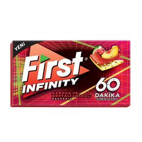 First 27 gr Infinity 60 Dakika Karpuz Şeftali Aromalı Şekersiz Sakız (12 adet)