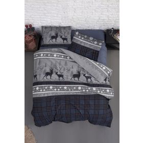 First Choice Flanel Happiness Navy Blue Çift Kişilik Nevresim Takımı