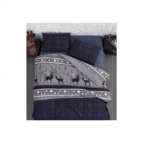 First Choice Flanel Happiness Navy Blue Çift Kişilik Nevresim Takımı