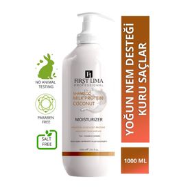 First Lima Professional Kuru Saçlar için Tuzsuz Süt Proteini ve Hindistan Cevizi Nemlendirici 1000 ml Kepek Karşıtı Şampuan