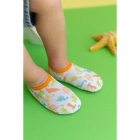 First Step F-9004 Dinozor Desenli Turuncu Erkek Çocuk Kaydırmaz Taban Deniz ve Havuz Patiğ