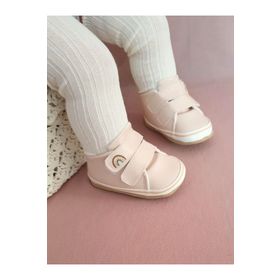 First Step G-2360 Pudra Gökkuşağı Nakışlı Cırt Cırtlı Kız Bebek Patik