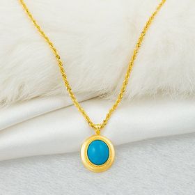 Firuze Taşlı 14 Ayar Altın Kolye