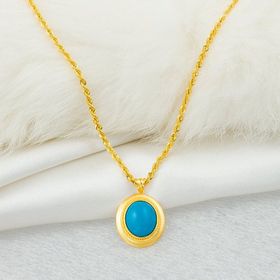Firuze Taşlı 14 Ayar Altın Kolye